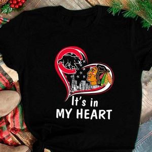 Chicago Hockey Chicago Football Hockey Lover Black Shirt Collection Tee